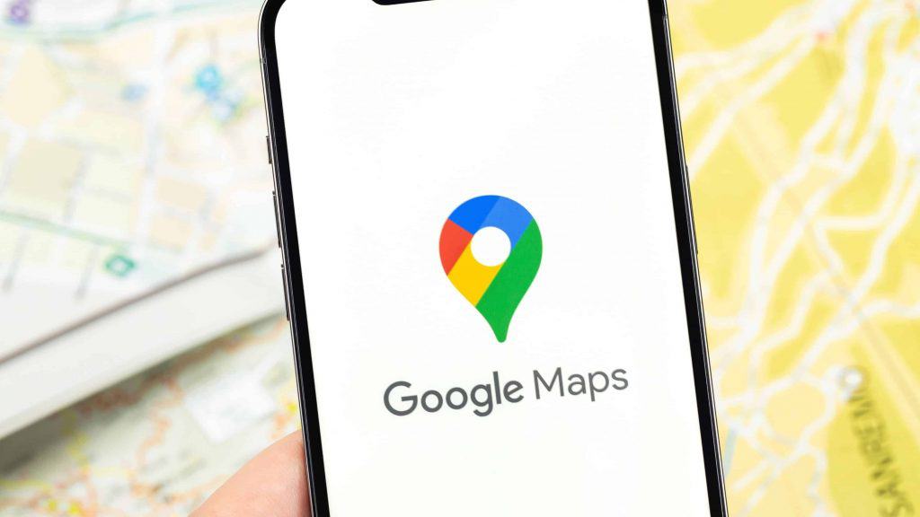 imagem mostra a logomarca do google maps em um celular android