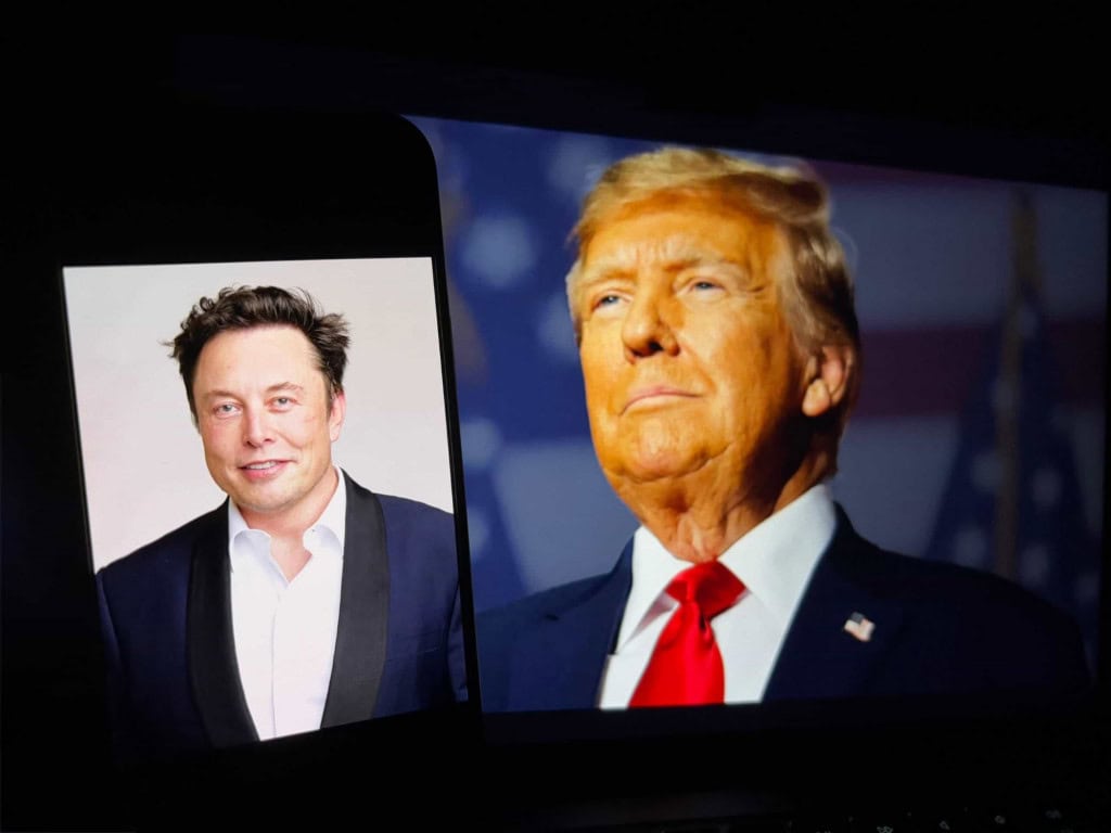 Fotos de Elon Musk e Donald Trump lado a lado