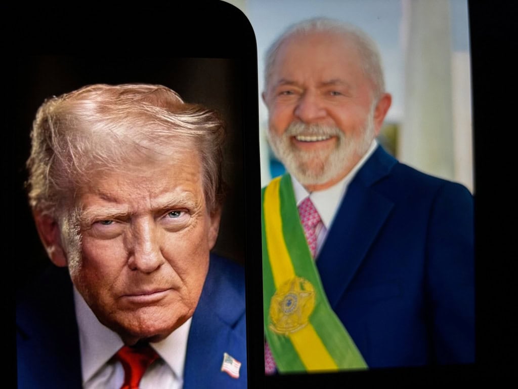 Fotos de Donald Trump e Lula lado a lado