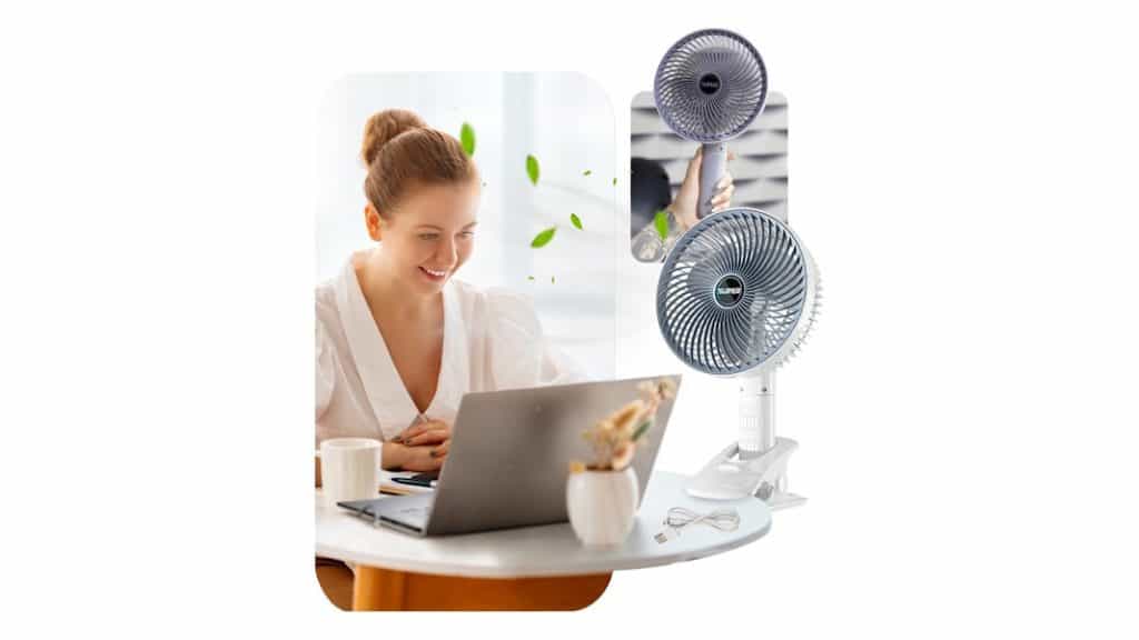 Ventilador Mesa Recarregável com Clipe