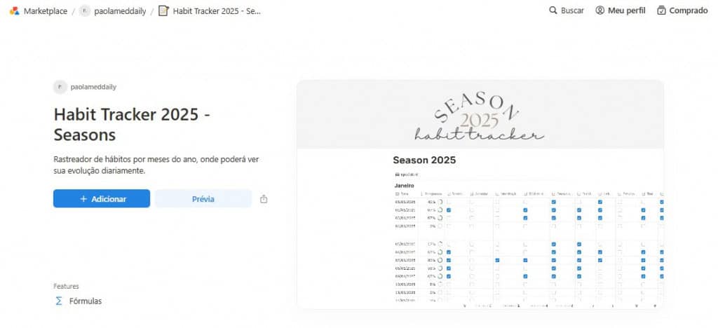 Segundo template do Notion