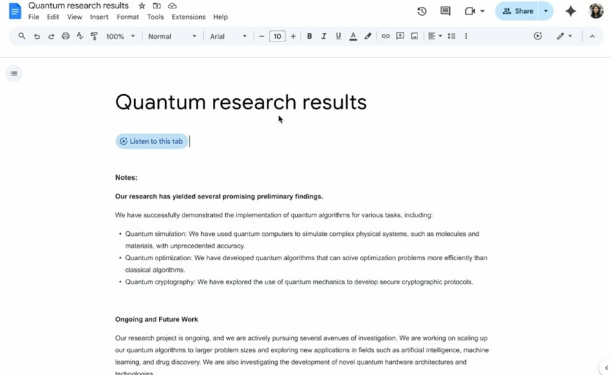 gemini pode ler textos no google docs