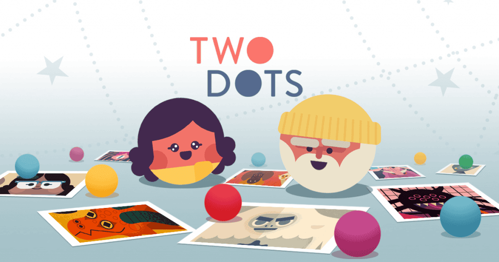 tela de divulgação com 2 personagens do cozy game two dots