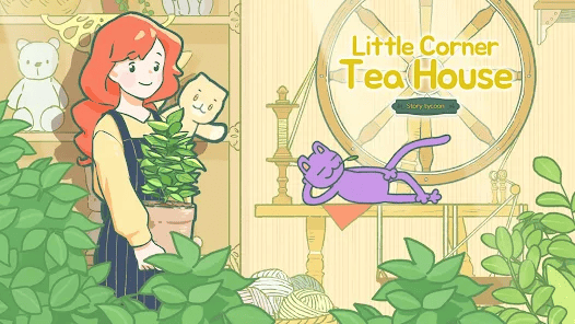 capa do jogo Little Corner Tea House com a personagem principal e seus gatos