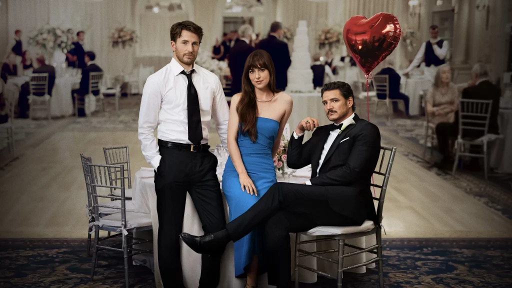 pedro pascal, dakotah johnson e Chris evans