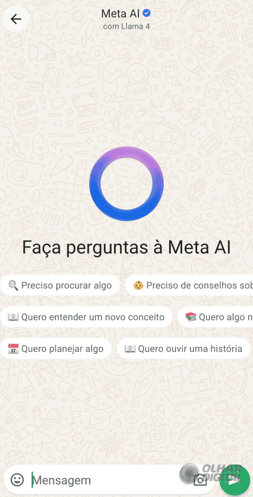 Página inicial da Meta AI
