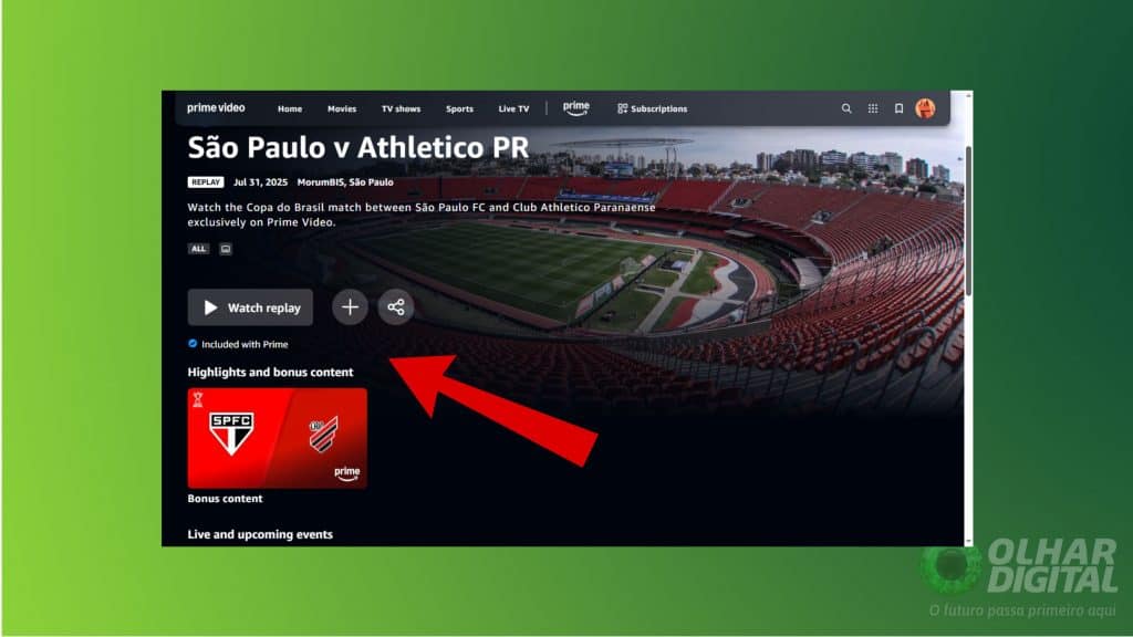 Print da tela de transmissão do Amazon prime Video