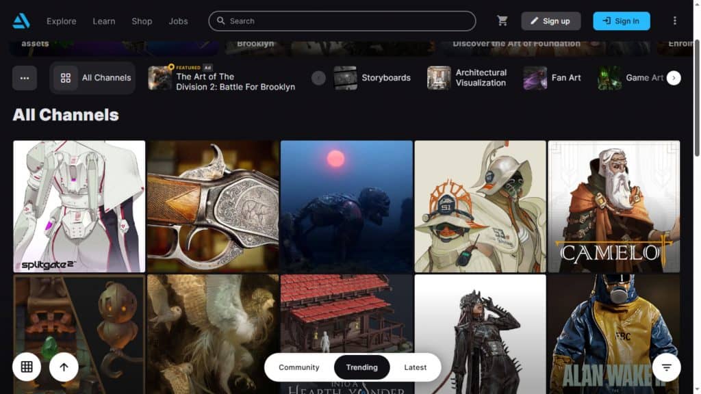 print de tela do ArtStation