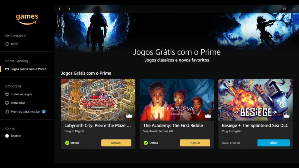 Print de tela do Prime Gaming